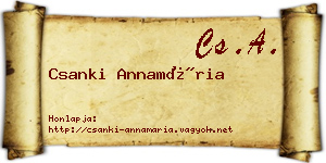 Csanki Annamária névjegykártya